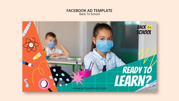 Ritorno a scuola modello di progettazione di annunci facebook