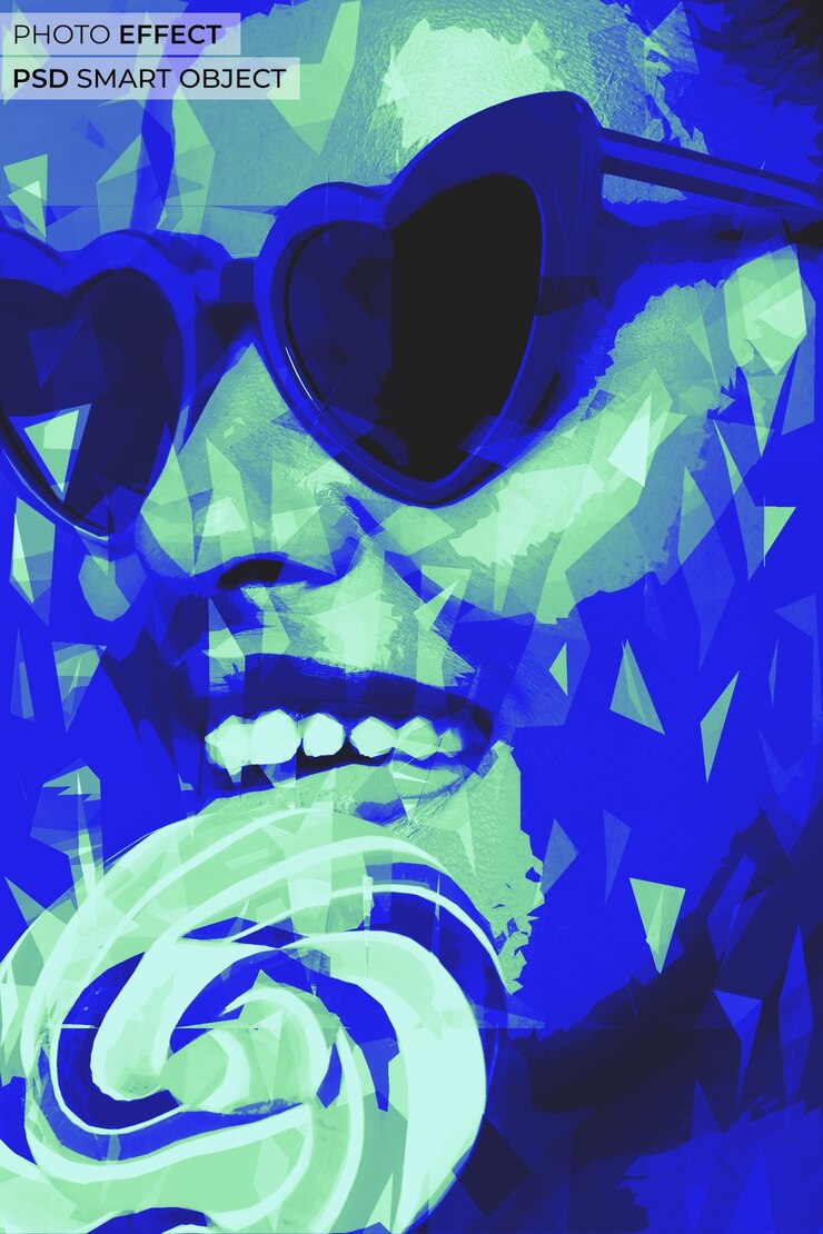 PSD gratuito ritratto di persona con effetto di colori geometrici