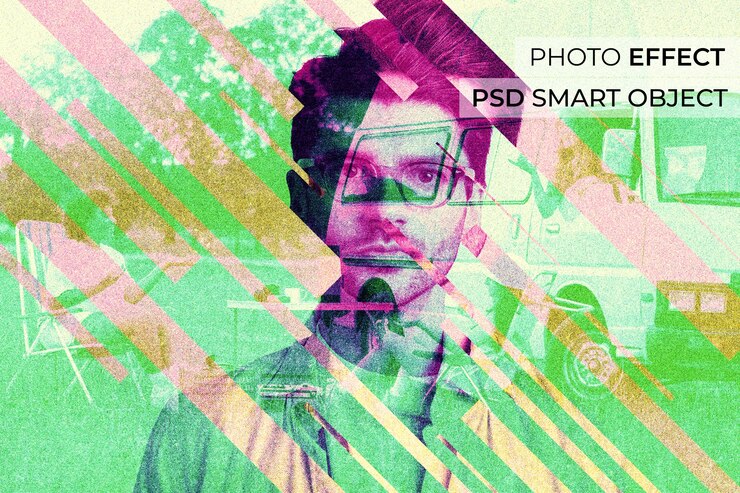 PSD gratuito ritratto di persona con effetto doppia esposizione