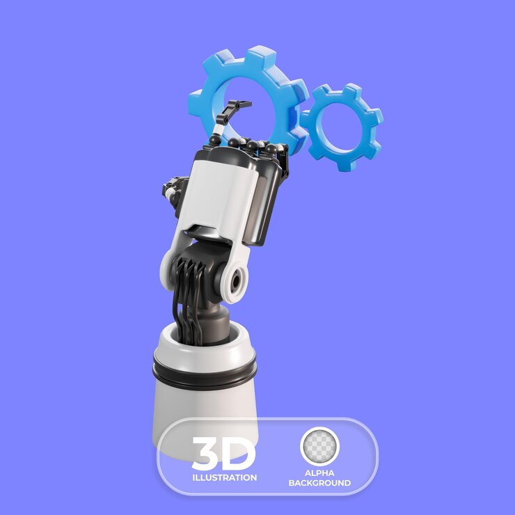 PSD Gratis robot hand with automation gears 3d illustration