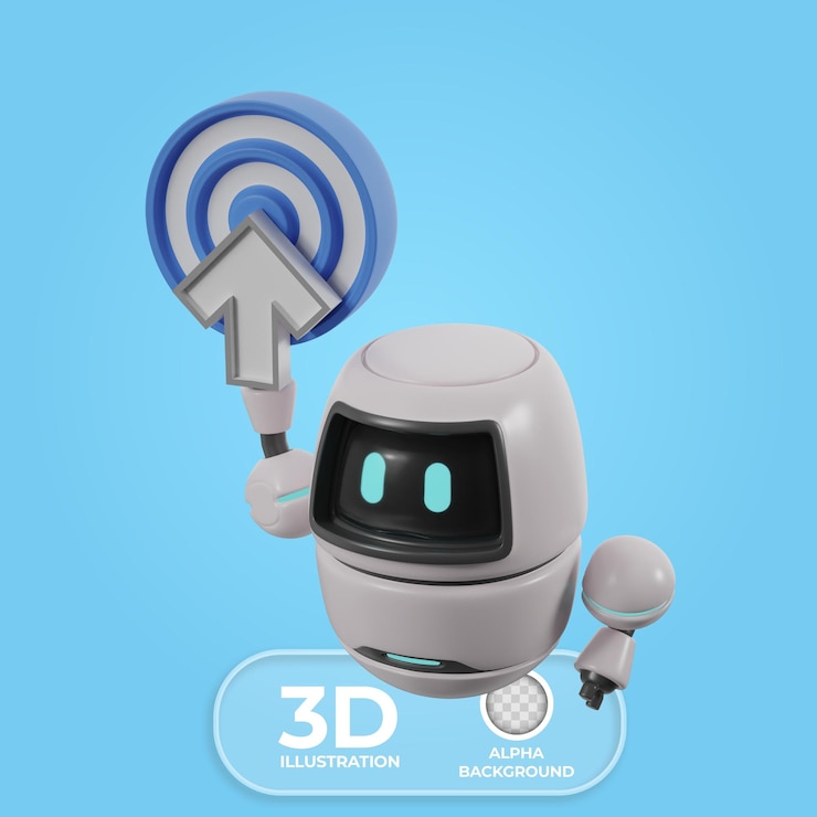 PSD gratuito robot de ia apuntando a las metas ilustración 3d