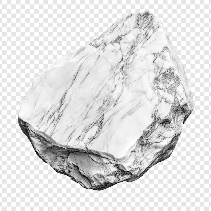 PSD gratuito una roca aislada de mármol blanco, una impresionante obra de arte de la naturaleza
