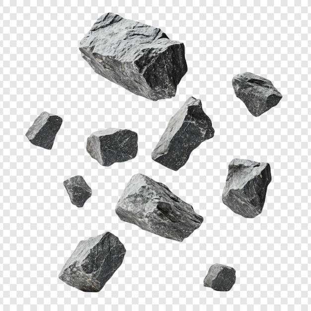 Las rocas grises flotantes Una colección de piedras aisladas