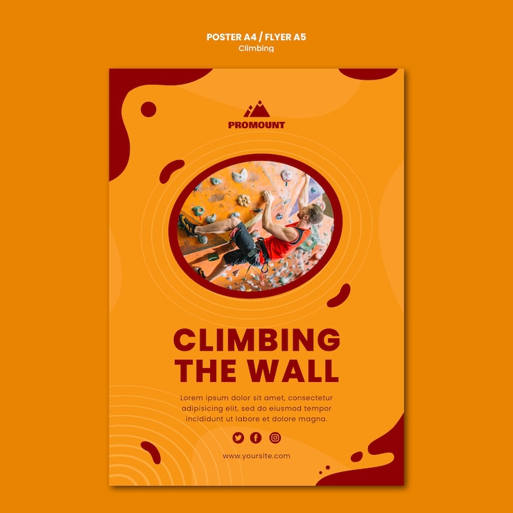 PSD Gratis rock climbing poster template