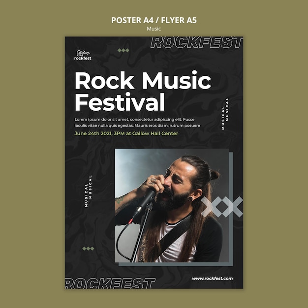 Gratis PSD rock muziekfestival folder sjabloon