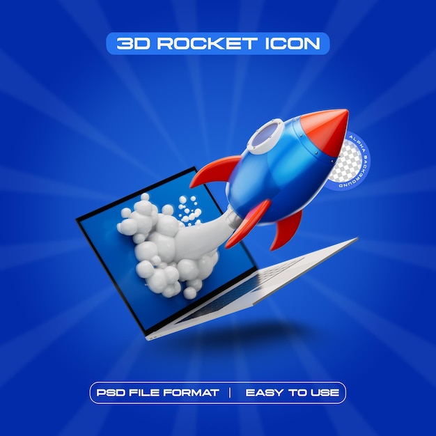 Gratis PSD rocket icon isolated 3d render illustratie