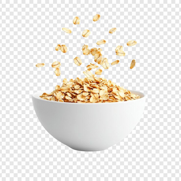 PSD Gratis rolled oats in a white bowl