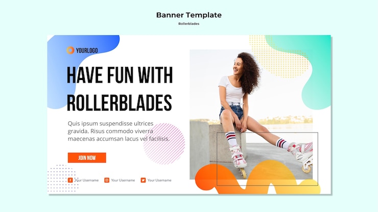 Gratis PSD rollerblades concept sjabloon voor spandoek