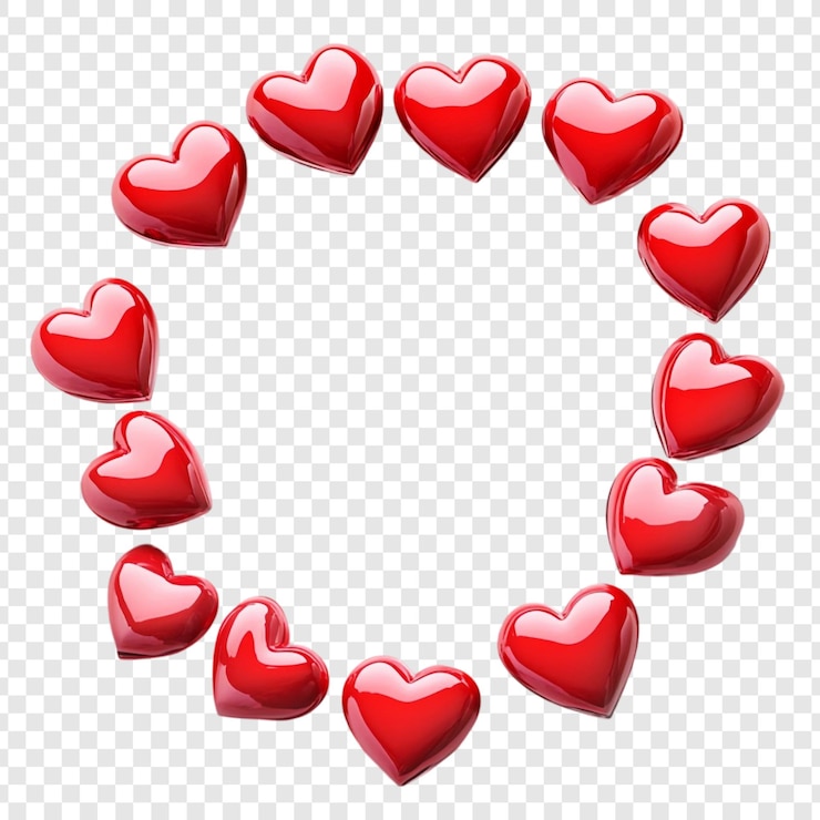 PSD gratuito romantica cornice circolare a cuori rossi perfetta per il giorno di san valentino o per gli auguri d'anniversario