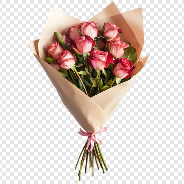 Un romántico ramo de rosas rosadas
