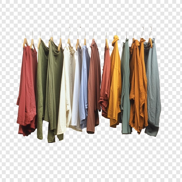 Ropa de colores colgada en un estante
