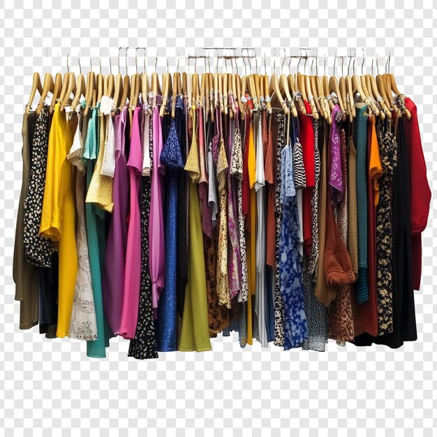 Ropa de colores colgada en un estante