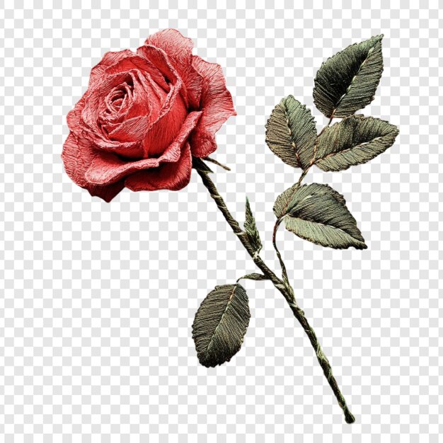La rosa bordada es una obra de arte floral detallada