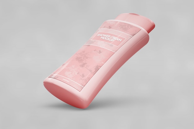 Gratis PSD roze douchecrème mockup