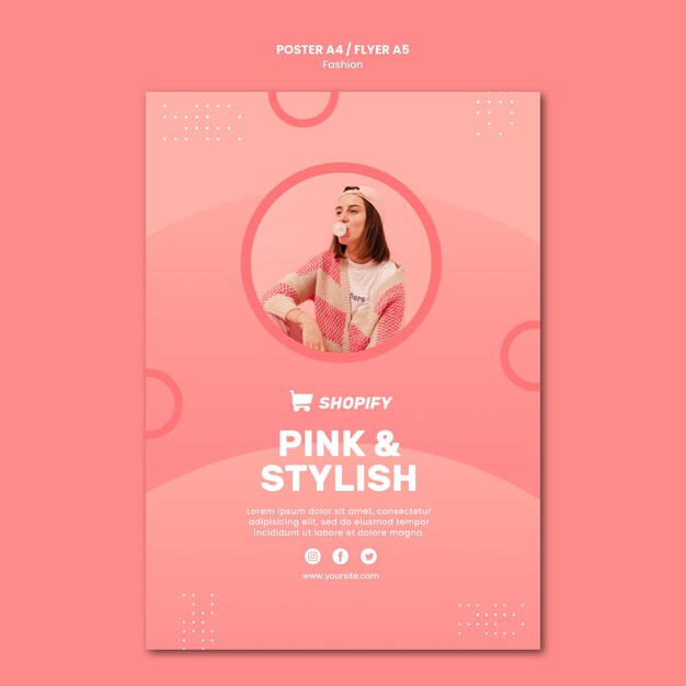 Roze en stijlvolle poster sjabloon