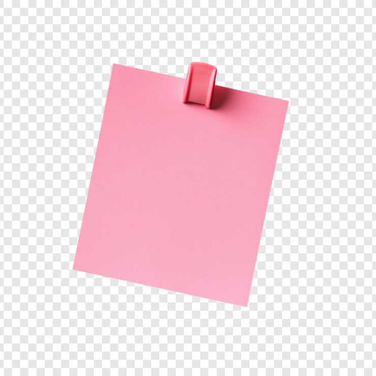 Gratis PSD roze kleverige briefje met clip blank papier voor uw berichten