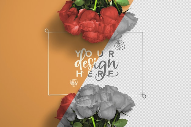 Gratis PSD rozen boeket achtergrond mockup