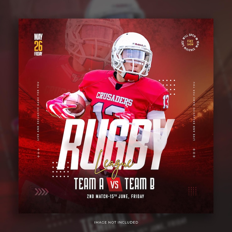 PSD Gratis rugby league social media post template