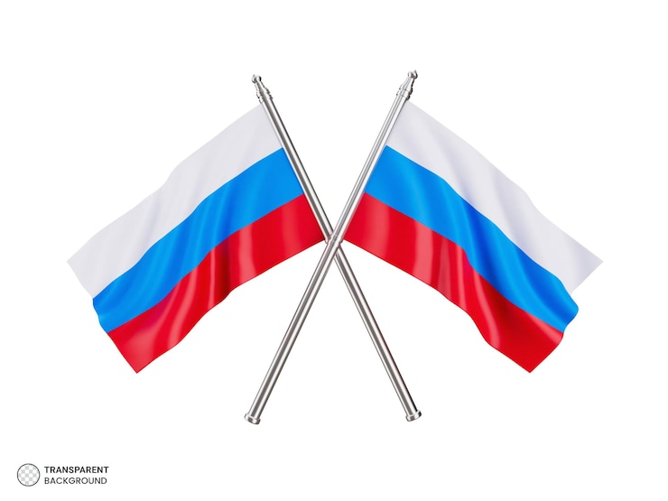 Gratis PSD rusland nationale vlag 3d illustratie op wit