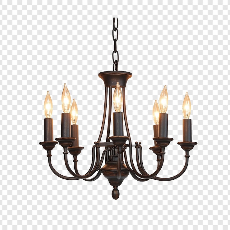 PSD Gratis rustic eightlight chandelier elegant lighting fixture