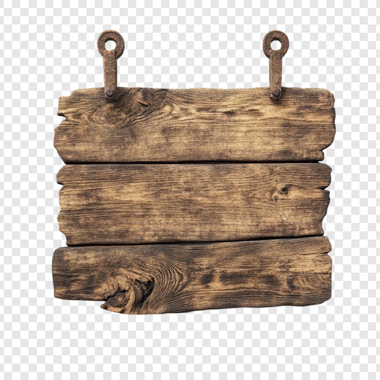 PSD Gratis rustic wooden signboard blank weathered hanging