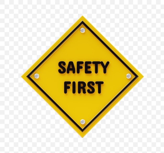 Safety First Sign emergencia seguridad peligro advertencia 3d icono maqueta ilustración