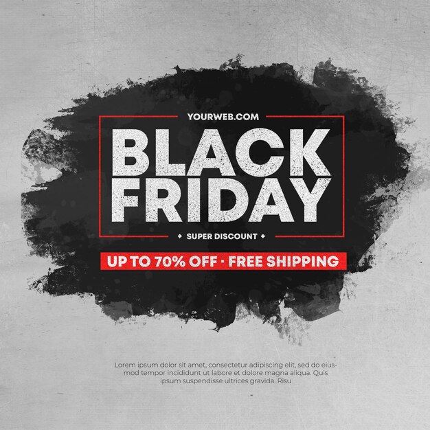 Saldi del Black Friday moderno con cornice Ink Splash