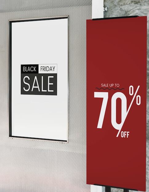 Saldi fino al 70% di sconto sul mockup del poster