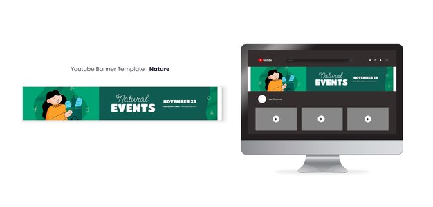 Salva il modello di banner di youtube dell'evento ambientale del pianeta