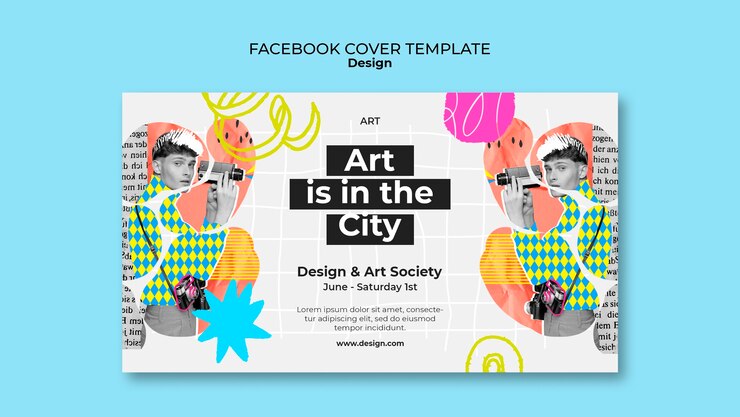 PSD Gratis sampul facebook masker gelembung abstrak