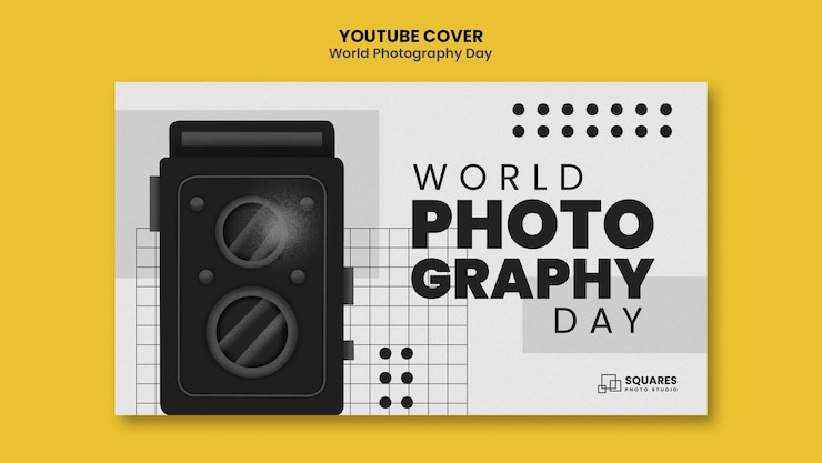 PSD Gratis sampul youtube hari fotografi dunia
