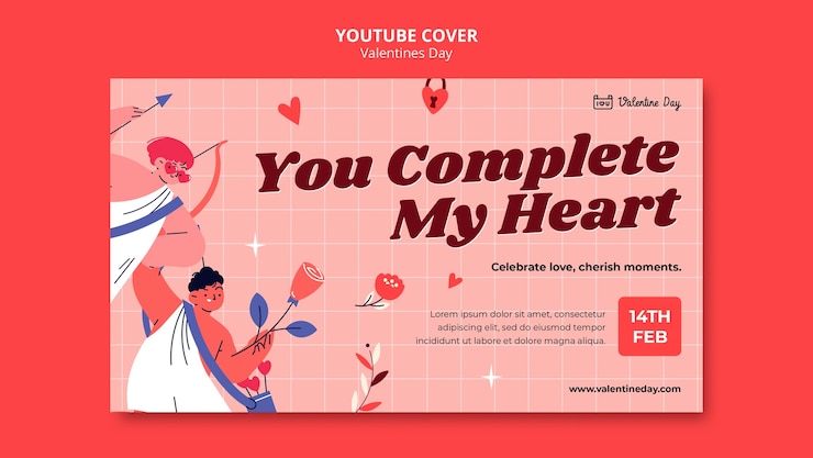 PSD Gratis sampul youtube perayaan hari valentine