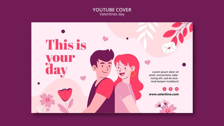 PSD Gratis sampul youtube perayaan hari valentine