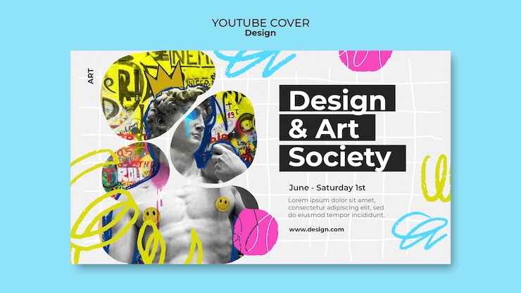 PSD Gratis sampul youtube topeng gelembung abstrak