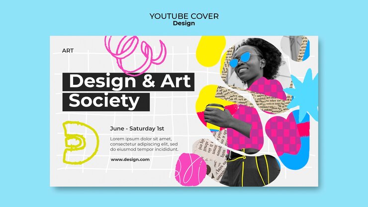 PSD Gratis sampul youtube topeng gelembung abstrak