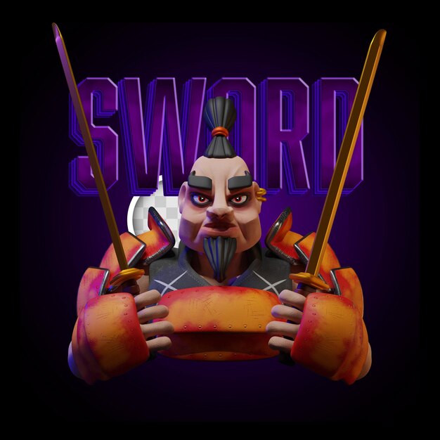Samurai per l'illustrazione 3d di videogiochi online