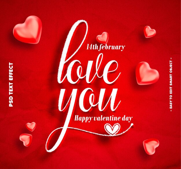 A San Valentín le encanta el efecto de texto editable