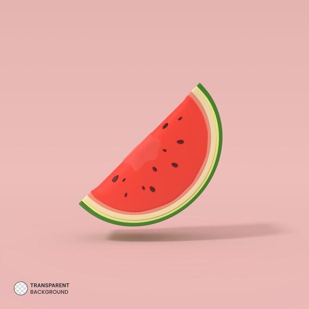 sandía, icono, aislado, 3d, render, ilustración