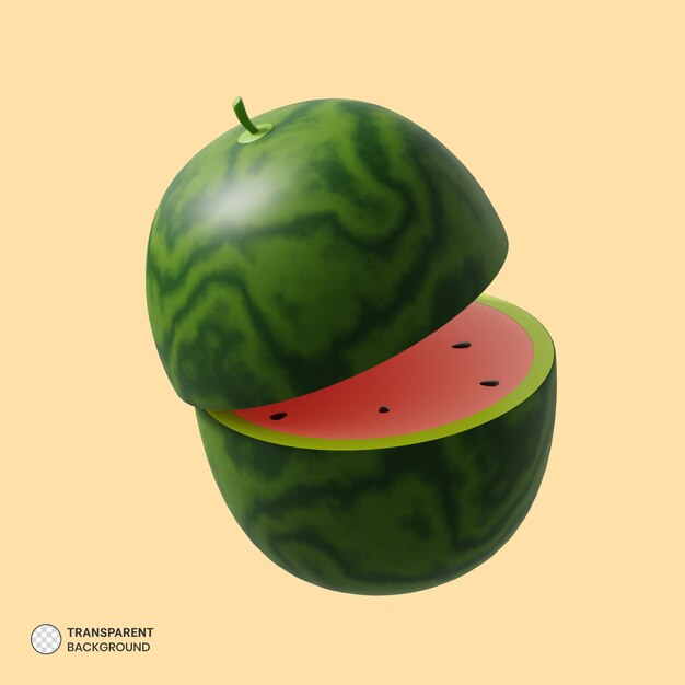 sandía, icono, aislado, 3d, render, ilustración