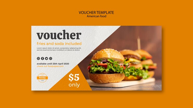Gratis PSD sappige burger week voucher sjabloon
