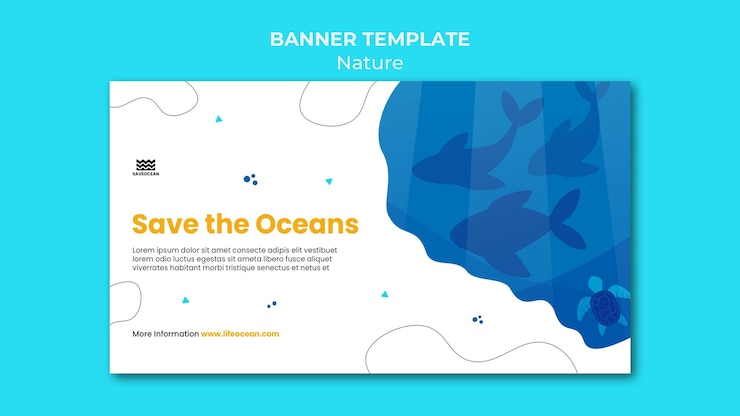 PSD Gratis save the oceans banner template