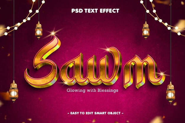 Sawm Ramadan Kareem Efecto de texto editable