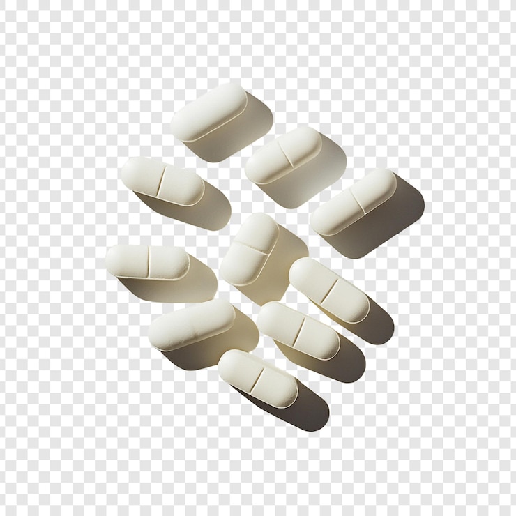PSD Gratis scattered white pills pharmaceutical medication healthcare