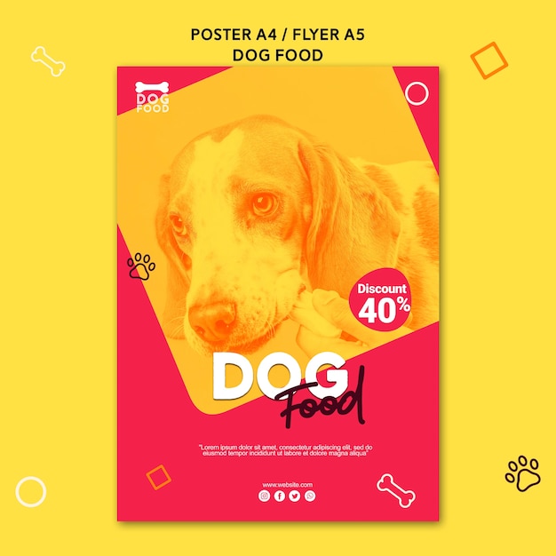 Gratis PSD schattige puppy hondenvoer poster sjabloon