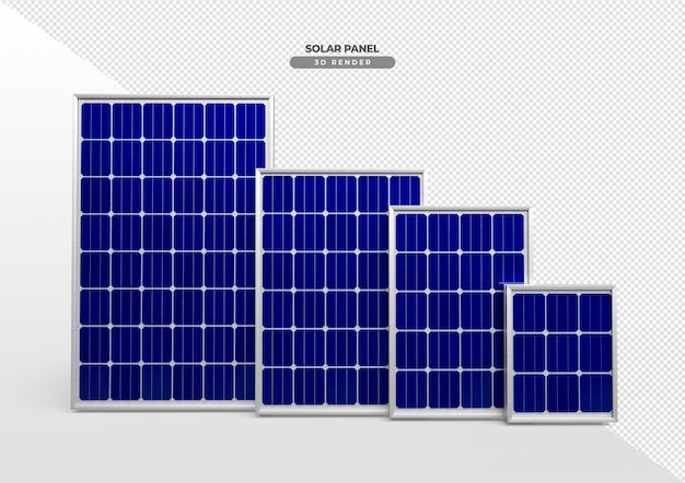 Schede ad energia solare in rendering realistico 3D