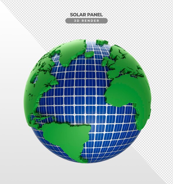 Schede di energia solare terra per tetto in rendering 3d realistico