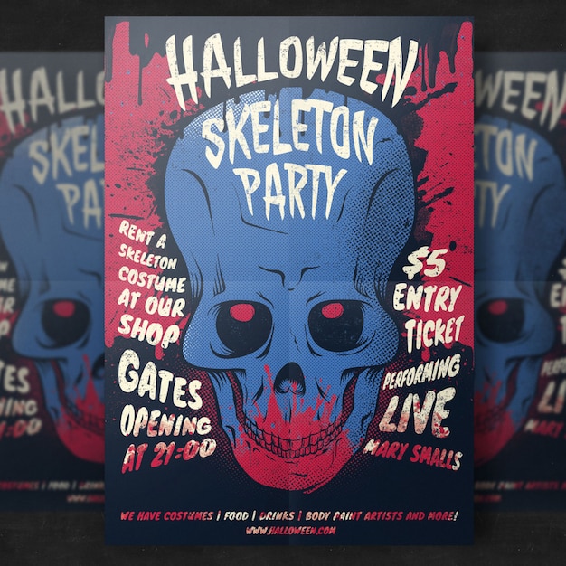 Schedel halloween party flyer sjabloon