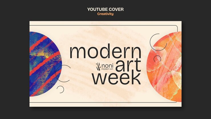 PSD gratuito schema di copertina di youtube per l'arte spaziale ad acquerello