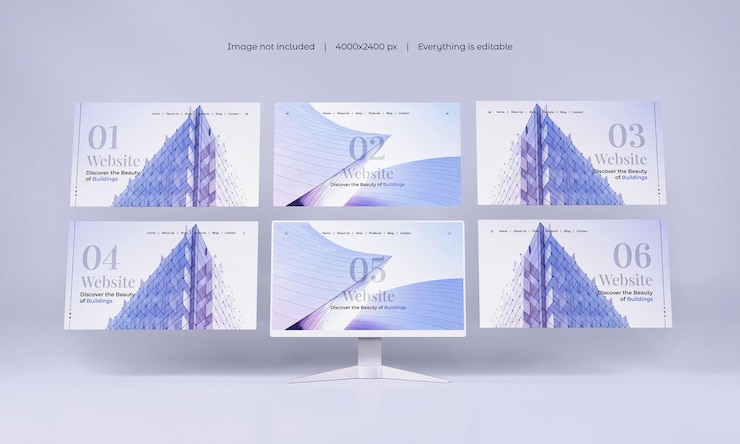 PSD gratuito schermata desktop con modello di presentazione del sito web isolato