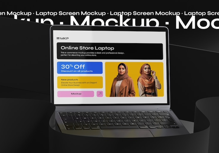 PSD gratuito schermo del computer portatile mockup design